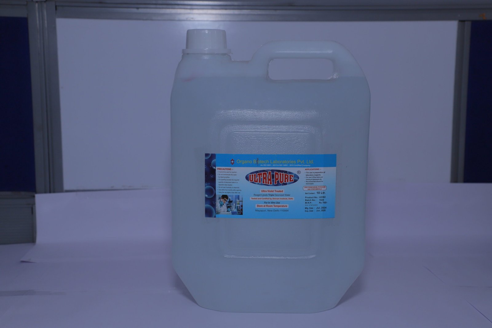 Ultra Pure UV-Treated Triple Deionized Water 10 Ltr
