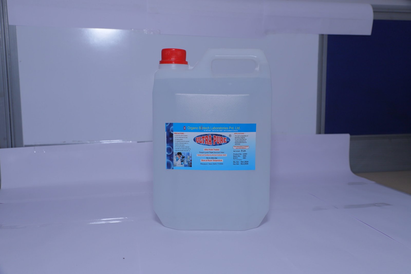 Organo Ultra Pure UV-Treated Triple Deionized Water 5 Ltr